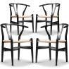 Buy Pack of 4 Dining Chairs Scandinavian Wooden with Rope Seat - Wish Black 61556 in the Europe