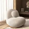 Buy Curved Contemporary Style Design Armchair Upholstered in Chenille - Nuiba Beige 61558 in the Europe