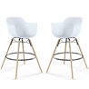 Buy Pack of 2 Bar Stools Scandinavian Design - Wooden Legs - Skandiva White 61562 - in the EU