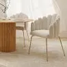 Buy Dining Chair Shell-Style in Velvet - Golden Legs - Exotic Glam Beige 61593 - prices