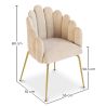 Buy Dining Chair Shell-Style in Velvet - Golden Legs - Exotic Glam Beige 61593 at MyFaktory