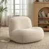 Buy Organic-Shaped Lounge Armchair - Velvet Upholstered Armchair Scandinavian Modern Design - Dustine White 61587 - prices