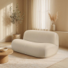 Buy Organic-Shaped Sofa - 2/3 Seater - Velvet Upholstered Scandinavian Modern Design - Dustine White 61588 - prices