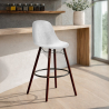 Buy Velvet Bar Stool - Scandinavian Design and Dark Wood Legs - Lumi Light grey 61598 - in the EU
