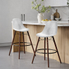 Buy Velvet Bar Stool - Scandinavian Design and Dark Wood Legs - Lumi Light grey 61598 home delivery
