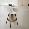 Buy Velvet Bar Stool - Scandinavian Design and Dark Wood Legs - Lumi Light grey 61598 - prices