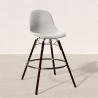 Buy Velvet Bar Stool - Scandinavian Design and Dark Wood Legs - Lumi Light grey 61598 at MyFaktory