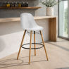 Buy Velvet Bar Stool - Scandinavian Design and Wooden Legs - Lumi White 61596 with a guarantee