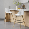 Buy Velvet Bar Stool - Scandinavian Design and Wooden Legs - Lumi White 61596 in the Europe