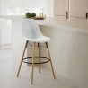 Buy Velvet Bar Stool - Scandinavian Design and Wooden Legs - Lumi White 61596 - prices
