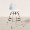 Buy Velvet Bar Stool - Scandinavian Design and Wooden Legs - Lumi White 61596 at MyFaktory