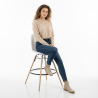 Buy Velvet Bar Stool - Scandinavian Design and Wooden Legs - Lumi White 61596 - in the EU