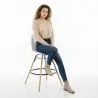 Buy Velvet Bar Stool - Scandinavian Design and Wooden Legs - Lumi White 61596 at MyFaktory
