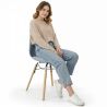 Buy Dining Chair with Cushion - Scandinavian Design and Wooden Legs - Lumi Light grey 61604 at MyFaktory