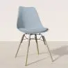 Buy Dining Chair with Cushion - Scandinavian Design and Wooden Legs - Lumi Light grey 61604 home delivery