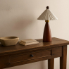 Buy Table Lamp with Wooden Base and White Cement Shade - Lumivie Brown 61735 - in the EU