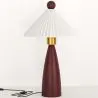 Buy Table Lamp with Wooden Base and White Cement Shade - Lumivie Brown 61735 - in the EU