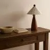 Buy Table Lamp with Wooden Base and White Cement Shade - Lumivie Brown 61735 - in the EU
