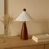 Buy Table Lamp with Wooden Base and White Cement Shade - Lumivie Brown 61735 - prices