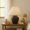 Buy Vintage Table Lamp - Ceramic Base and Fabric Shade - Goldina Black 61737 - prices