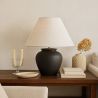 Buy Vintage Table Lamp - Ceramic Base and Fabric Shade - Goldina Black 61737 with a guarantee
