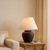 Buy Vintage Table Lamp - Ceramic Base and Fabric Shade - Goldina Black 61737 - prices