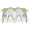 Buy Set Table Hairpin (90x150 cm) + 6 Dining Chairs Nordic Lumi White 61752 - in the EU