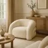 Buy Modern Armchair Upholstered In Cream White Bouclé Fabric – Curved And Comfortable Design - Noa White 61753 at MyFaktory