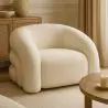 Buy Modern Armchair Upholstered In Cream White Bouclé Fabric – Curved And Comfortable Design - Noa White 61753 - prices
