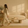 Buy Curved Sofa 2 m in White Bouclé Fabric – Modern and Elegant Design - Lordah White 61754 in the Europe