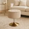 Buy Stool With Storage Upholstered In Chenille - Solrun Beige 61758 - in the EU