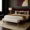 Buy Bench Upholstered In Velvet Fabric With Golden Metal Frame - Nivren White 61764 with a guarantee