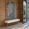 Buy Bench Upholstered In Velvet Fabric With Golden Metal Frame - Nivren White 61764 in the Europe