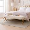 Buy Bench Upholstered In Velvet Fabric With Golden Metal Frame - Nivren White 61764 at MyFaktory
