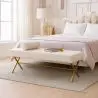 Buy Bench Upholstered In Velvet Fabric With Golden Metal Frame - Nivren White 61764 at MyFaktory