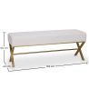 Buy Bench Upholstered In Velvet Fabric With Golden Metal Frame - Nivren White 61764 - prices