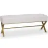 Buy Bench Upholstered In Velvet Fabric With Golden Metal Frame - Nivren White 61764 - prices