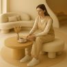 Buy Designer Ottoman In White Bouclé – Modern Coffee Table - Noreli White 61773 - prices