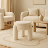 Buy Stool Upholstered In Off-White Bouclé Fabric – Modern Seat For Living Room And Bedroom - Doreta White 61777 - prices