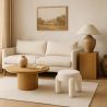 Buy Stool Upholstered In Off-White Bouclé Fabric – Modern Seat For Living Room And Bedroom - Doreta White 61777 - in the EU