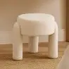 Buy Stool Upholstered In Off-White Bouclé Fabric – Modern Seat For Living Room And Bedroom - Doreta White 61777 - prices