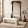 Buy Bench Upholstered In White Bouclé Fabric - Modern Elegant Minimalist - Elvara White 61779 home delivery