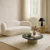 Buy Curved Sofa Upholstered In White Bouclé - 3/4 Seater - Modern And Elegant Design - Boreli White 61756 with a guarantee