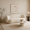 Buy Curved Sofa Upholstered In White Bouclé - 3/4 Seater - Modern And Elegant Design - Boreli White 61756 at MyFaktory