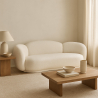 Buy Curved Sofa Upholstered In White Bouclé - 3/4 Seater - Modern And Elegant Design - Boreli White 61756 in the Europe