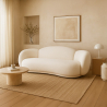 Buy Curved Sofa Upholstered In White Bouclé - 3/4 Seater - Modern And Elegant Design - Boreli White 61756 in the Europe