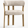 Buy Living room armchair with armrests upholstered in Chenille – Oak-effect legs – Ergonomic and modern design – Essentia Cream 61788 at MyFaktory