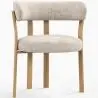 Buy Living room armchair with armrests upholstered in Chenille – Oak-effect legs – Ergonomic and modern design – Essentia Cream 61788 in the Europe
