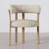 Buy Living room armchair with armrests upholstered in Chenille – Oak-effect legs – Ergonomic and modern design – Essentia Cream 61788 - prices