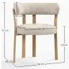 Buy Living room armchair with armrests upholstered in Chenille – Oak-effect legs – Ergonomic and modern design – Essentia Cream 61788 at MyFaktory